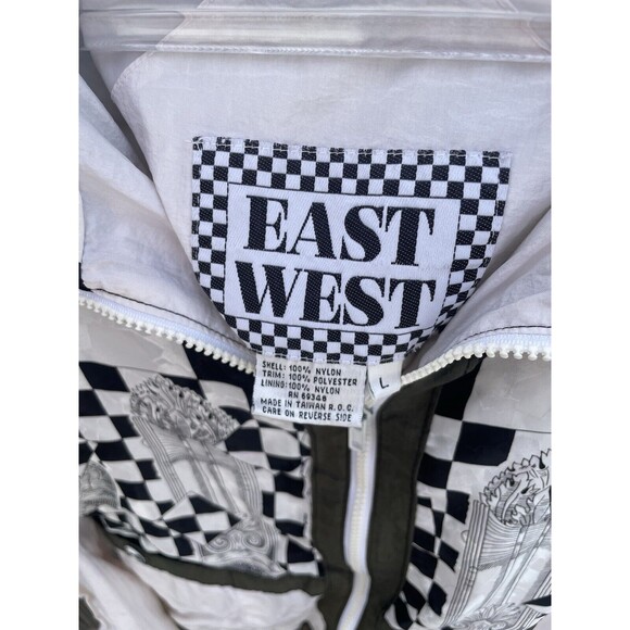 East West Vintage Checkered with Abstract designs Windbreaker Jacket - Picture 2 of 6